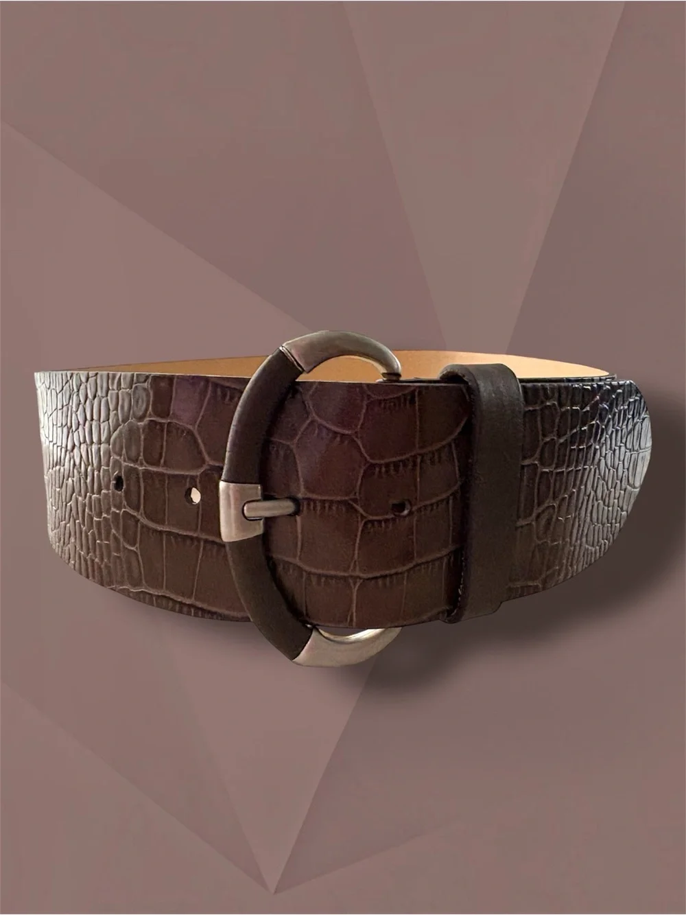 Banana Republic Brown Croc Leather Wide Belt Size S Made in Italy